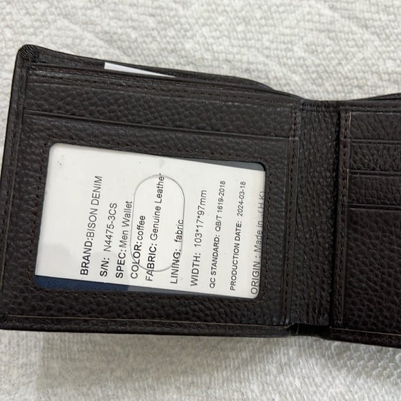 Bison Denim Brown Leather Men’s Wallet - Picture 2 of 4